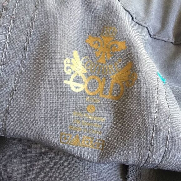 Scrub pants sz Small  ‘Med Couture’ stretchy quick dry boot cut/flare gray teal - Picture 5 of 8